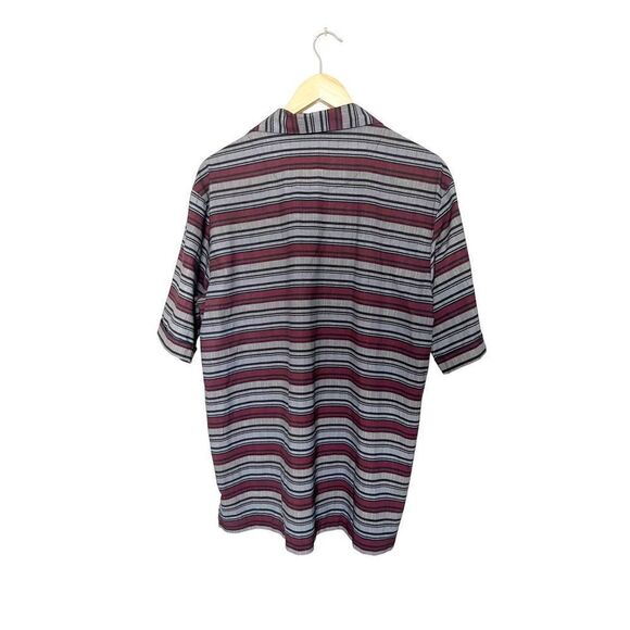 Tiger Woods Nike Dri-Fit Golf Striped Button‎ Up Short Sleeve Shirt Medium - Picture 2 of 3